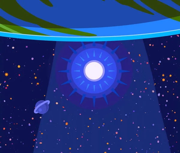 2Dイラスト 漫画のスペースの背景画像 深い広大な空間 月様々なSfクリエイティブな背景 宇宙芸術エイリアンの惑星 — ストック写真