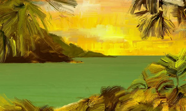Tropisch Strand Zonsondergang Achtergrond — Stockfoto