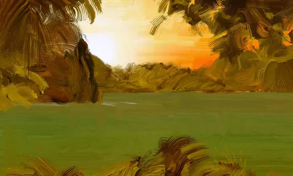 Дивовижний Природний Фон Тропічним Заходом Сонця — стокове фото