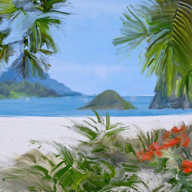 soyut yaratıcı tropikal manzara yağı resim