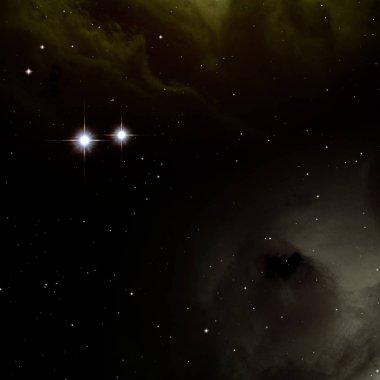 Evren yıldız ve gazla dolu. Uzak evren İllüstrasyon.  