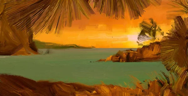 Úžasné Přirozené Pozadí Tropickým Západem Slunce — Stock fotografie