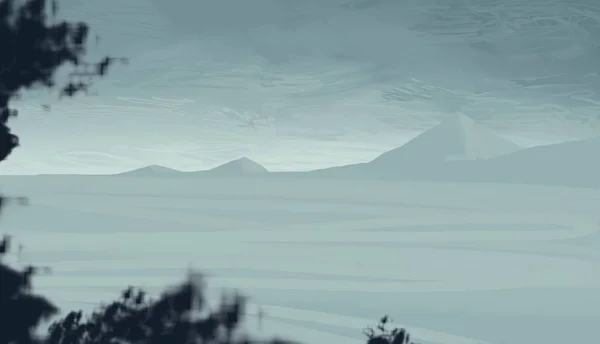 Astratto Sfondo Sagomato Con Montagne Nebbiose — Foto Stock