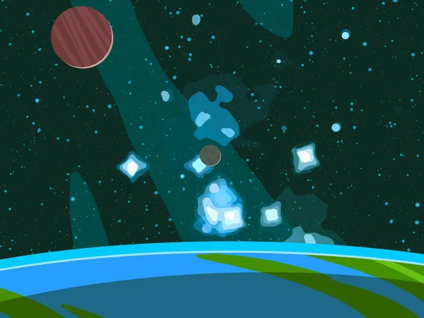Illustration Cartoon Space Background Picture Deep Vast Space Stars Planets — Stock Photo, Image
