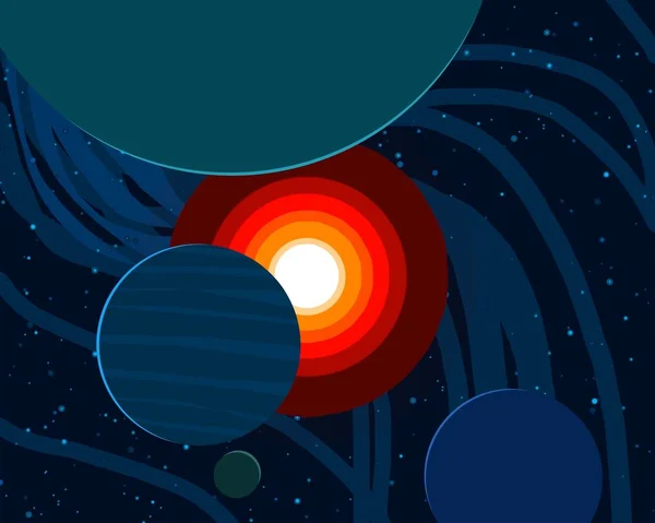 Ilustración Imagen Dibujos Animados Espacio Interestelar Profundo Estrellas Planetas Lunas —  Fotos de Stock