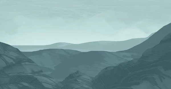 Abstrakte Silhouette Hintergrund Mit Nebligen Bergen — Stockfoto