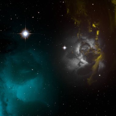 Evren yıldız ve gazla dolu. Uzak evren İllüstrasyon.  