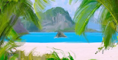 soyut yaratıcı tropikal manzara yağı resim