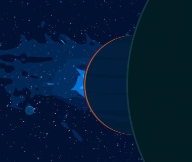 2d illüstrasyon. Karikatür uzay arka plan resmi. Derin geniş alan. Yıldızlar, gezegenler ve uydular. Çeşitli bilim kurgu yaratıcı fon. Uzay sanatı. Yabancı gezegenler.