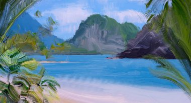 soyut yaratıcı tropikal manzara yağı resim