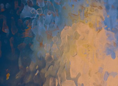 Soyut rastgele şekiller. 2D illüstrasyon arka planı. Düz beton duvarda sanatsal modern sanat kalıpları. Kabataslak boyalı yüzey. El yapımı fırça darbeleri.