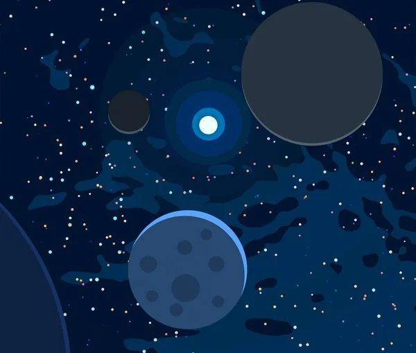 Ilustración Imagen Dibujos Animados Espacio Interestelar Profundo Estrellas Planetas Lunas —  Fotos de Stock