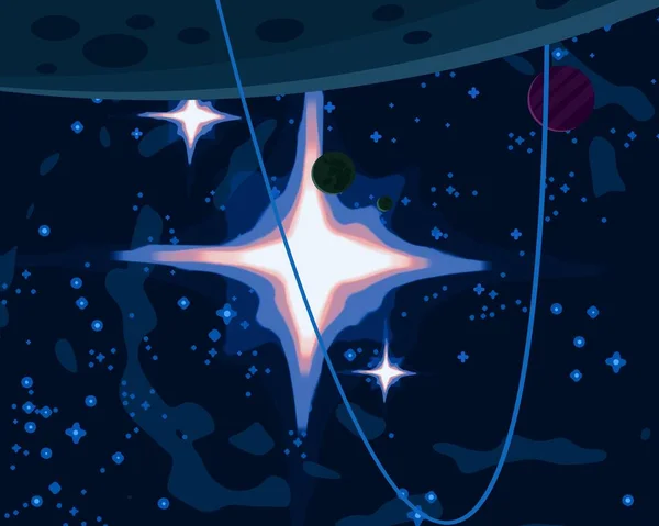 Ilustrace Obrázek Kresleného Filmu Hluboký Mezihvězdný Prostor Hvězdy Planety Měsíce — Stock fotografie