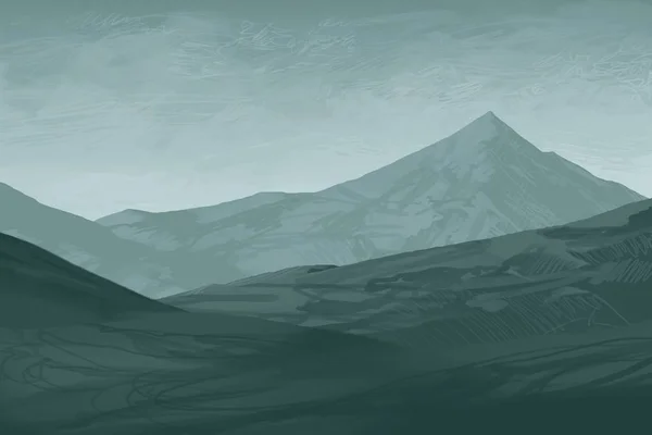 abstract silhouetted background with misty mountains