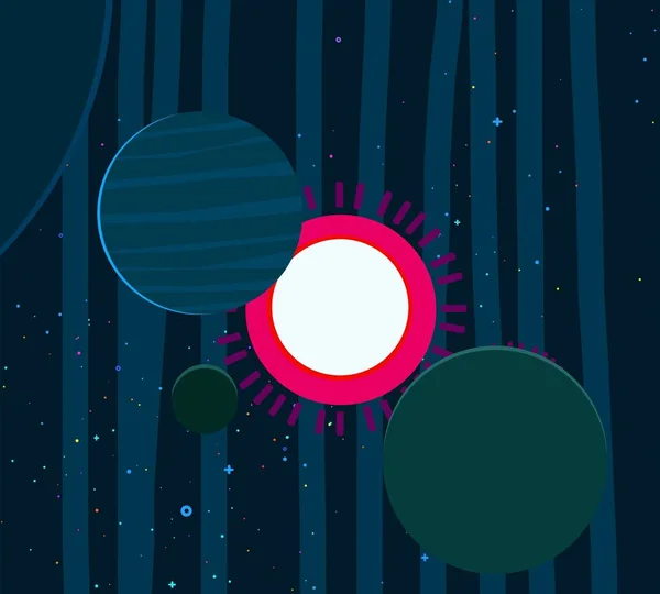 Illustration Tecknad Bild Djupt Interstellär Rymd Stjärnor Planeter Och Månar — Stockfoto