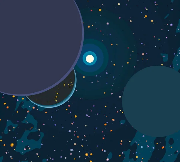 Illusztráció Rajzfilm Kép Mély Csillagközi Csillagok Bolygók Holdak Különböző Sci — Stock Fotó