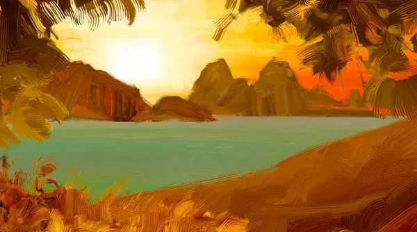 Tropical Beach Sunset Background — Stock Photo, Image