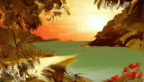 惊人的自然背景与热带日落 — 图库照片