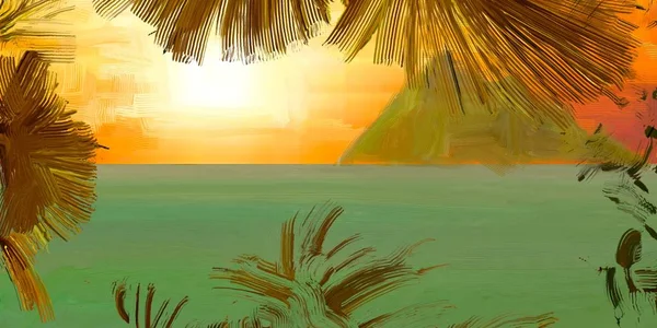 Tropical Beach Sunset Background — Stock Photo, Image