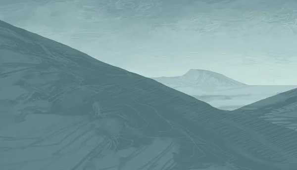 Ilustración Montañas Escocia Arte Pintura Digital Dibujo Hecho Mano —  Fotos de Stock