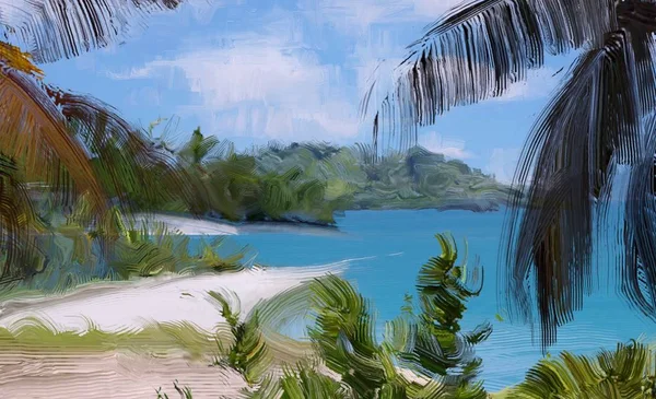 抽象的な創造的な熱帯風景油絵 — ストック写真