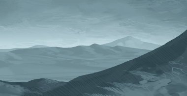 sisli dağlar ile soyut siluetli arka plan