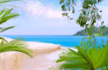 soyut yaratıcı tropikal manzara yağı resim