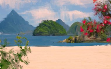 soyut yaratıcı tropikal manzara yağı resim