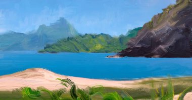 soyut yaratıcı tropikal manzara yağı resim