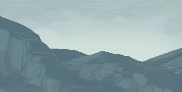 Abstracte Afgetekend Achtergrond Met Mistige Bergen — Stockfoto