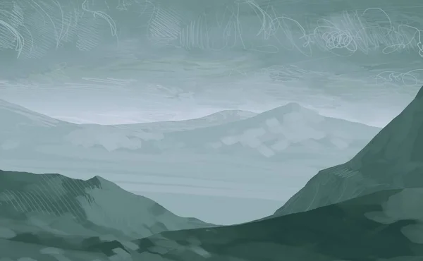 Illustration Mountains Scotland Digital Painting Art Hand Made Drawing — Stock Photo, Image