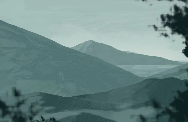 Ilustración Montañas Escocia Arte Pintura Digital Dibujo Hecho Mano — Foto de Stock