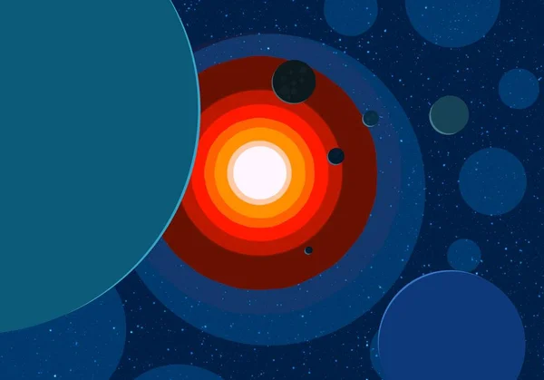 Ilustracja Kreskówkowe Zdjęcie Tła Głęboka Przestrzeń Gwiazdy Planety Księżyce Różne — Zdjęcie stockowe