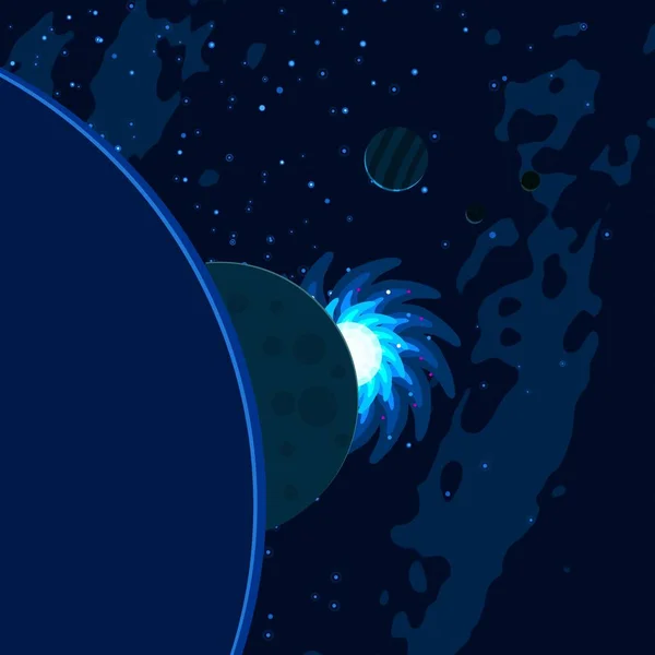Ilustrace Obrázek Pozadí Kresleného Prostoru Hluboký Vesmír Hvězdy Planety Měsíce — Stock fotografie