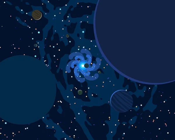 Illusztráció Cartoon Kozmoszban Háttérkép Mély Csillagközi Térben Csillagok Bolygók Holdak — Stock Fotó