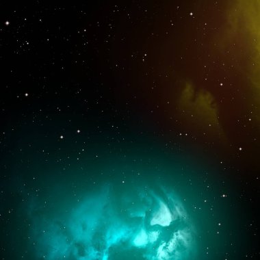 Derin uzay yıldız alanı. Evren yıldızlarla ve gazla dolu. çok uzak bir evren çizimi.