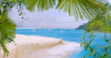 soyut yaratıcı tropikal manzara yağı resim