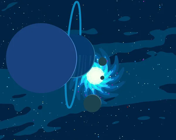 2Dイラスト 漫画のスペースの背景画像 深い広大な空間 月様々なSfクリエイティブな背景 宇宙芸術エイリアンの太陽系惑星と月 — ストック写真