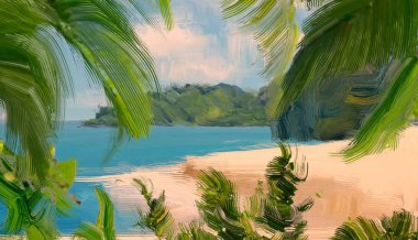 soyut yaratıcı tropikal manzara yağı resim