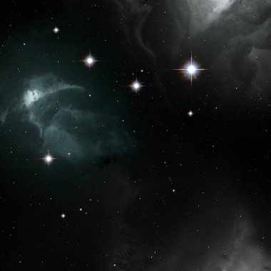 Derin uzay yıldız alanı. Evren yıldızlarla ve gazla dolu. çok uzak bir evren çizimi.