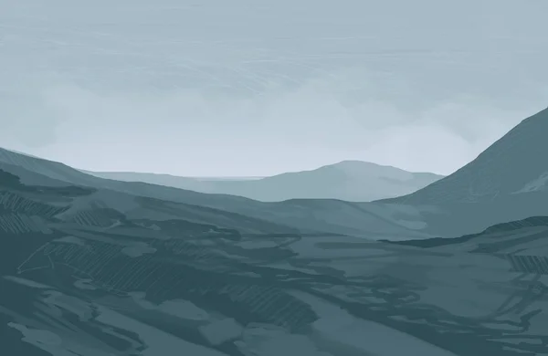 Ilustração Montanhas Escócia Arte Pintura Digital Desenho Feito Mão — Fotografia de Stock