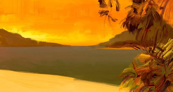 Tropical Beach Sunset Background — Stock Photo, Image