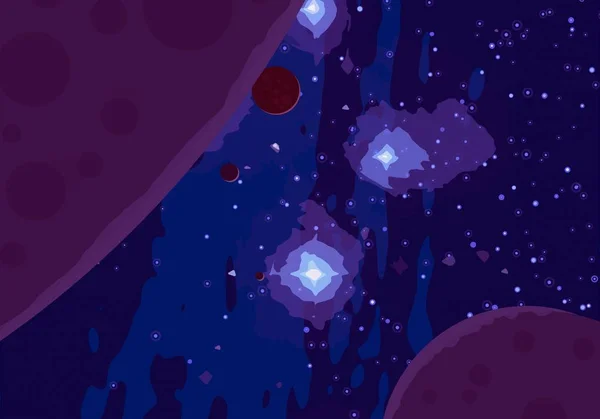Illustration Cartoon Image Deep Interstellar Space Stars Planets Moons Various — Stock Photo, Image