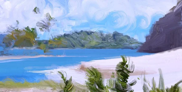Abstract Creative Tropical Landscape Oil Picture — Stock Photo, Image