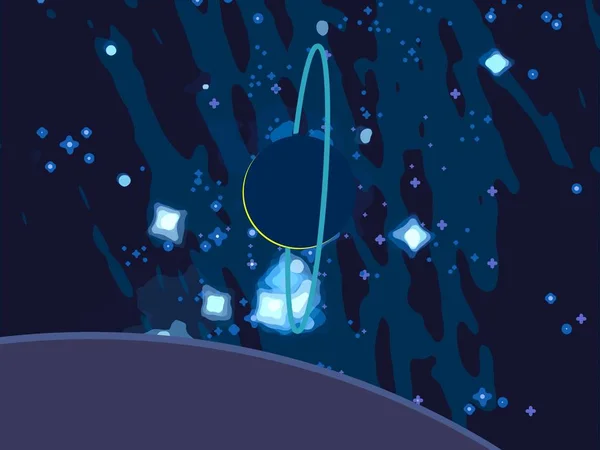 Ilustrace Obrázek Kresleného Filmu Hluboký Mezihvězdný Prostor Hvězdy Planety Měsíce — Stock fotografie