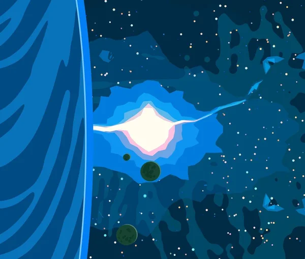 Illustration Tecknad Cosmos Bakgrundsbild Djupa Interstellära Rymden Stjärnor Planeter Och — Stockfoto