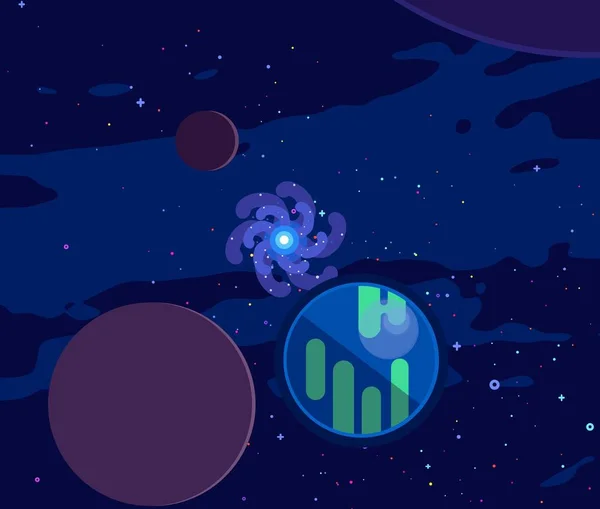 Ilustración Imagen Dibujos Animados Espacio Interestelar Profundo Estrellas Planetas Lunas — Foto de Stock
