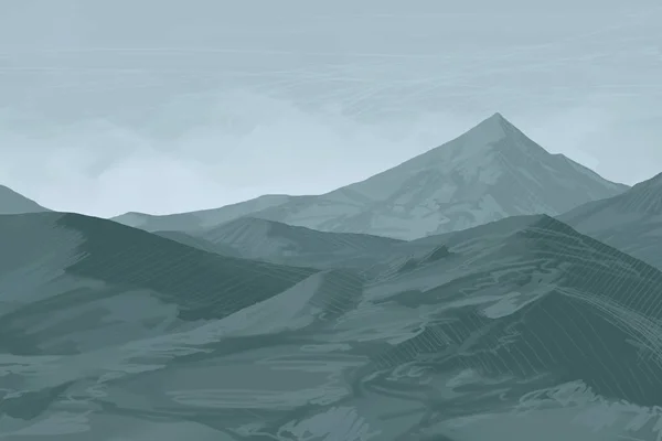 Ilustrație Munții Scoția Pictura Digitală Desen Făcut Manual — Fotografie, imagine de stoc
