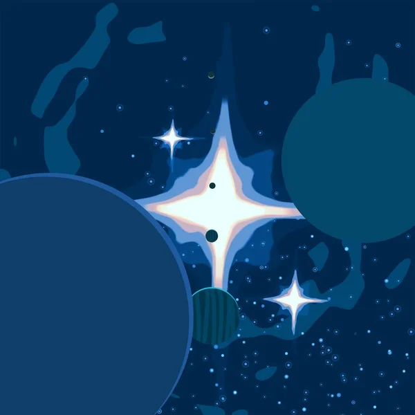 Ilustracja Obraz Kreskówki Głęboka Przestrzeń Międzygwiezdna Gwiazdy Planety Księżyce Różne — Zdjęcie stockowe