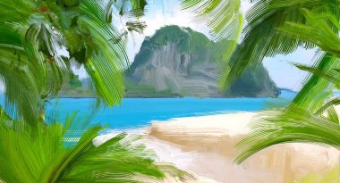 soyut yaratıcı tropikal manzara yağı resim